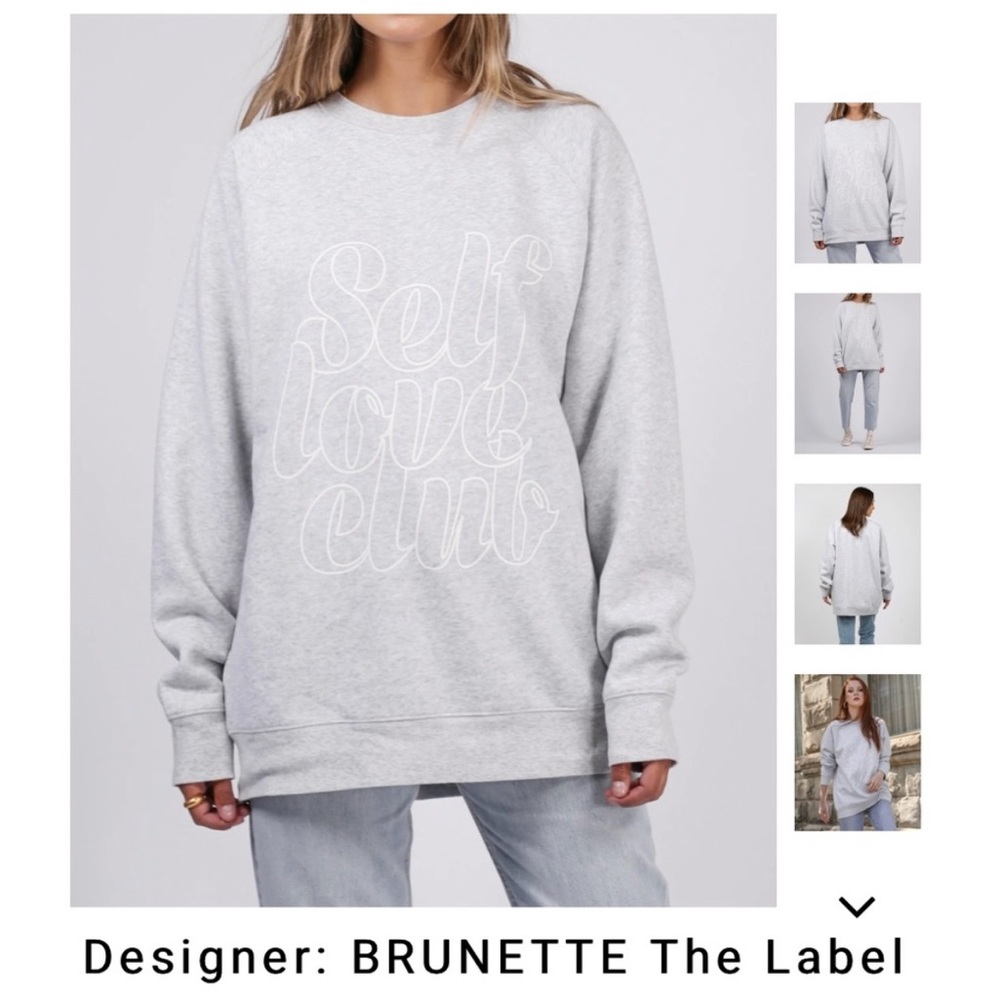 Grey Self Love Club Big Sister Crewneck in Size XS/S - Brunette The Label